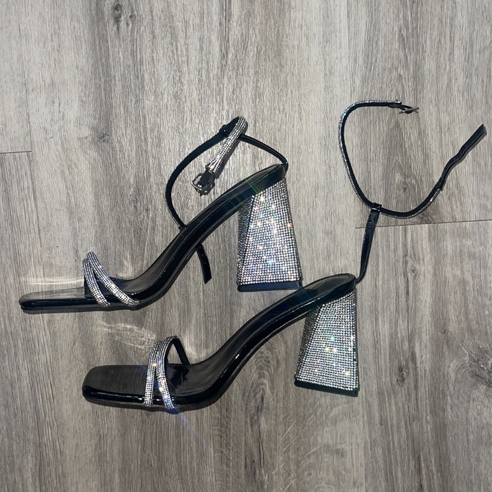 Rhinestone Block Heels